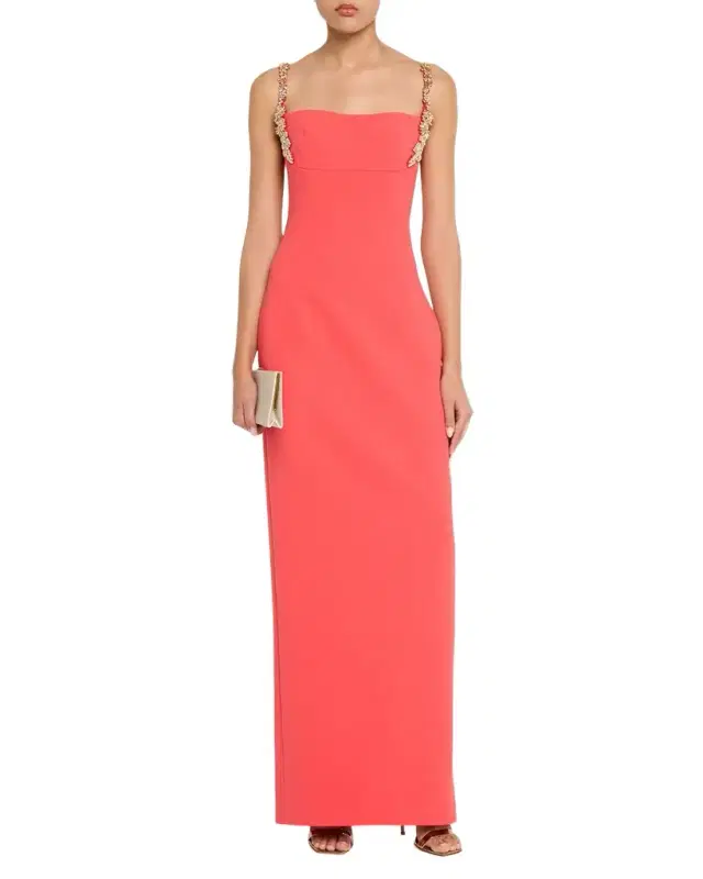 Franca Crystal-Strap Column Gown