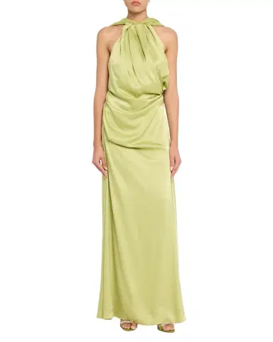 Rachel Gilbert Hallie Draped Satin Cape-Sleeve Gown | Thumbnail 1 Rachel Gilbert Hallie Draped Satin Cape-Sleeve Gown | Thumbnail 1