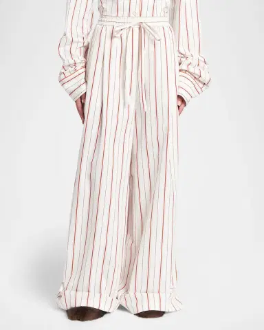 Dolce & Gabbana Striped Cotton Wide-Leg Pull-On Pajama Pants | Thumbnail 3