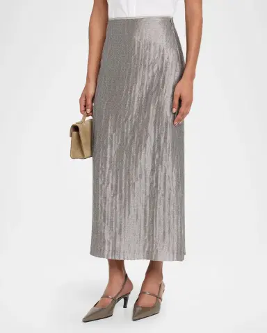 Peserico Gonna Donna Metallic Linen Midi-Skirt | Thumbnail 3 Peserico Gonna Donna Metallic Linen Midi-Skirt | Thumbnail 3