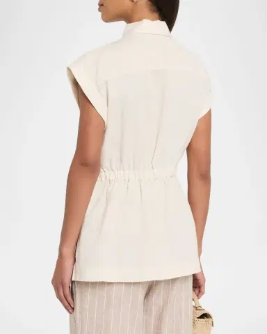 Peserico Drawstring Lightweight Linen Top | Thumbnail 2