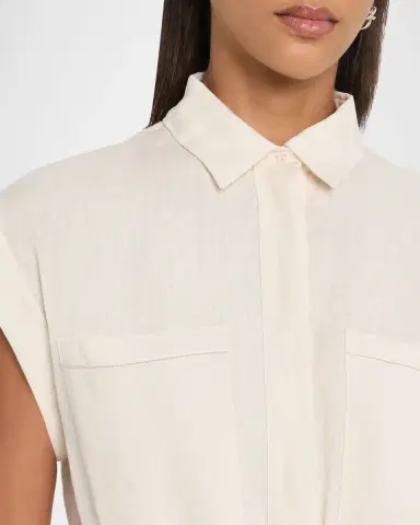 Peserico Drawstring Lightweight Linen Top | Thumbnail 4