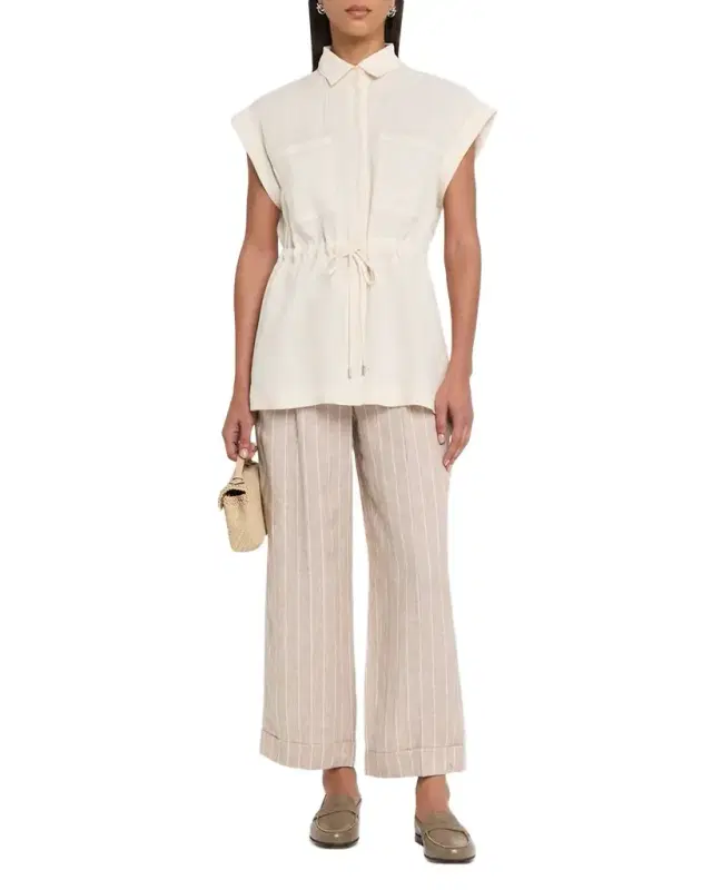 Drawstring Lightweight Linen Top