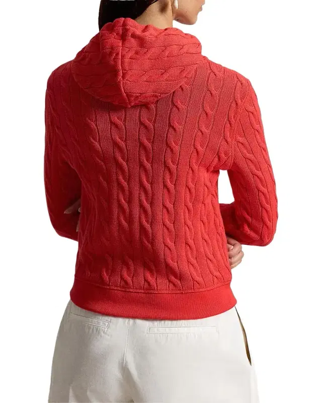 Cable-Knit Cotton Full-Zip Hoodie