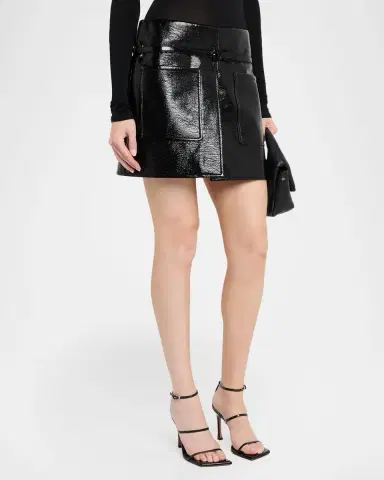 Courrèges Two Pockets Vinyl Mini Skirt With Belt | Thumbnail 3