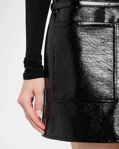 Courrèges Two Pockets Vinyl Mini Skirt With Belt | Thumbnail 4