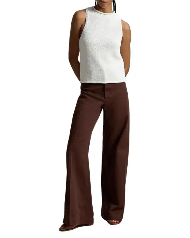 Linen-Blend Sleeveless Sweater Tank