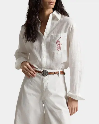 Polo Ralph Lauren Oversized-Fit Embroidered Linen Shirt | Thumbnail 3 Polo Ralph Lauren Oversized-Fit Embroidered Linen Shirt | Thumbnail 3