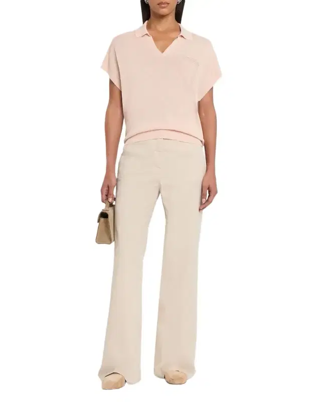 Tricot Cotton-Linen Polo Sweater