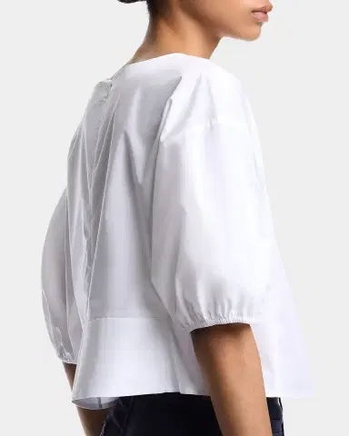 Emporio Armani Puff-Sleeve Cotton Blouse | Thumbnail 4