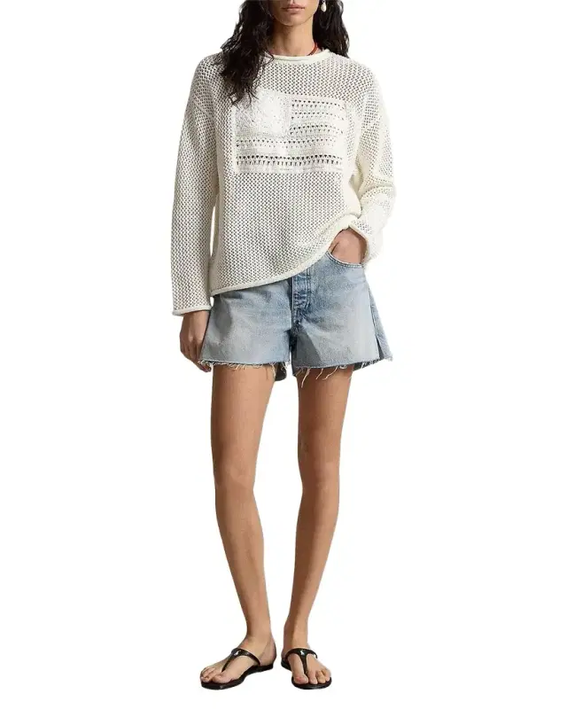 Tonal Flag Pointelle Sweater