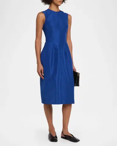 Jil Sander Sleeveless Structured Satin Midi Dress | Thumbnail 3
