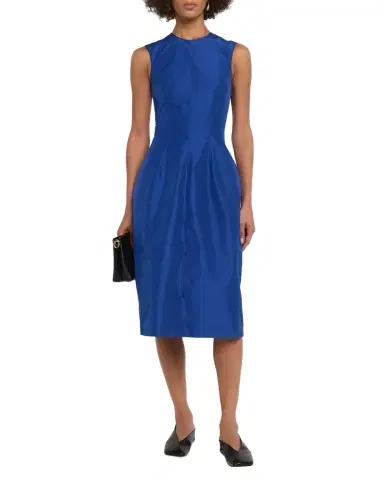 Jil Sander Sleeveless Structured Satin Midi Dress | Thumbnail 1