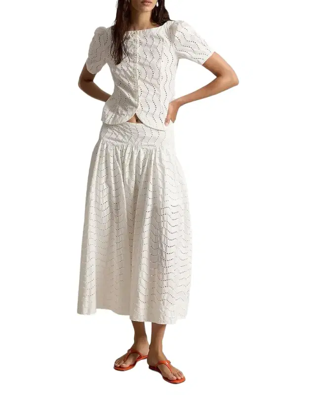 Cotton Eyelet Maxi Skirt