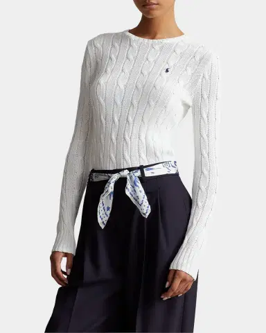 Polo Ralph Lauren Cable-Knit Cotton Crewneck Sweater | Thumbnail 3