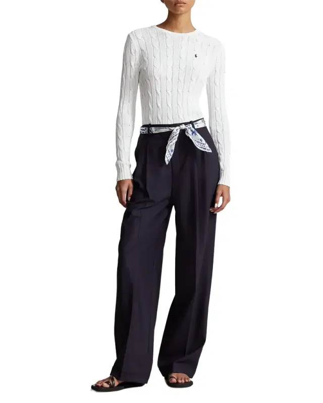 Cable-Knit Cotton Crewneck Sweater