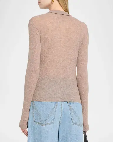 Ganni Ribbed Sheer-Wool Sweater | Thumbnail 2 Ganni Ribbed Sheer-Wool Sweater | Thumbnail 2