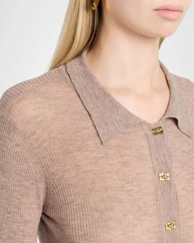 Ganni Ribbed Sheer-Wool Sweater | Thumbnail 4 Ganni Ribbed Sheer-Wool Sweater | Thumbnail 4