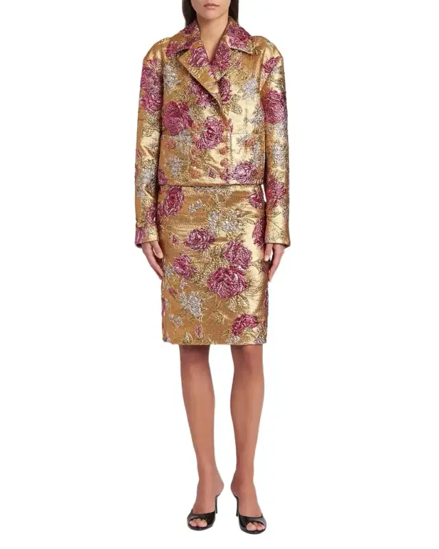 Dolce & Gabbana Metallic Floral Brocade Knee-Length skirt