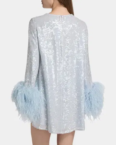 Lapointe Feather Cuff Long-Sleeve Sequined Mini Shift Dress | Thumbnail 2 Lapointe Feather Cuff Long-Sleeve Sequined Mini Shift Dress | Thumbnail 2