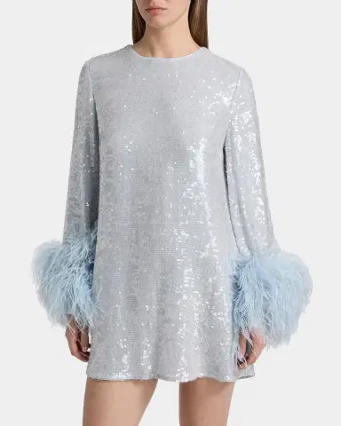 Lapointe Feather Cuff Long-Sleeve Sequined Mini Shift Dress | Thumbnail 3 Lapointe Feather Cuff Long-Sleeve Sequined Mini Shift Dress | Thumbnail 3