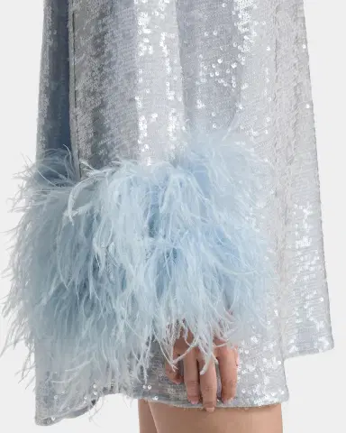 Lapointe Feather Cuff Long-Sleeve Sequined Mini Shift Dress | Thumbnail 4 Lapointe Feather Cuff Long-Sleeve Sequined Mini Shift Dress | Thumbnail 4