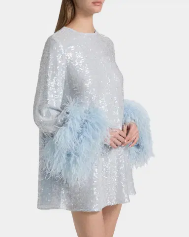 Lapointe Feather Cuff Long-Sleeve Sequined Mini Shift Dress | Thumbnail 6 Lapointe Feather Cuff Long-Sleeve Sequined Mini Shift Dress | Thumbnail 6