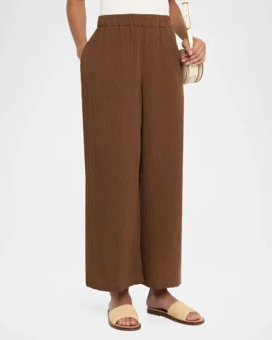 Eileen Fisher Cropped Wide-Leg Gauzy Organic Cotton Pants | Thumbnail 3 Eileen Fisher Cropped Wide-Leg Gauzy Organic Cotton Pants | Thumbnail 3