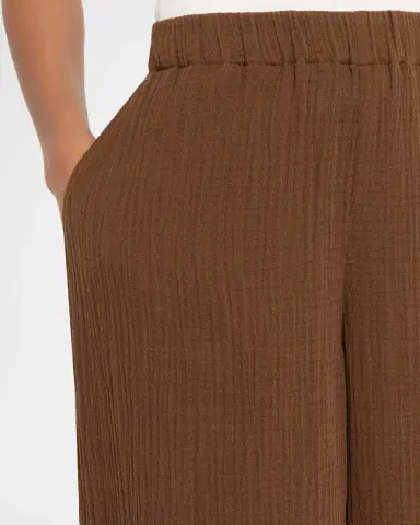 Eileen Fisher Cropped Wide-Leg Gauzy Organic Cotton Pants | Thumbnail 4 Eileen Fisher Cropped Wide-Leg Gauzy Organic Cotton Pants | Thumbnail 4