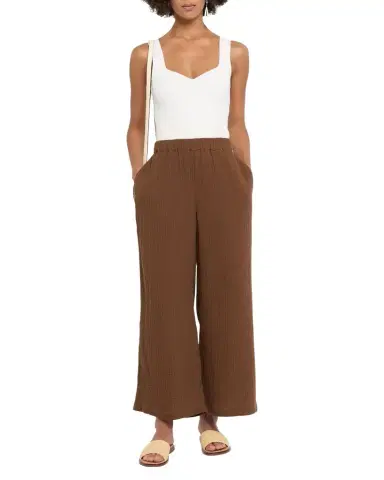 Eileen Fisher Cropped Wide-Leg Gauzy Organic Cotton Pants | Thumbnail 1 Eileen Fisher Cropped Wide-Leg Gauzy Organic Cotton Pants | Thumbnail 1