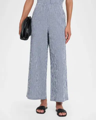 Eileen Fisher Seersucker Check Organic Cotton Pants | Thumbnail 3 Eileen Fisher Seersucker Check Organic Cotton Pants | Thumbnail 3