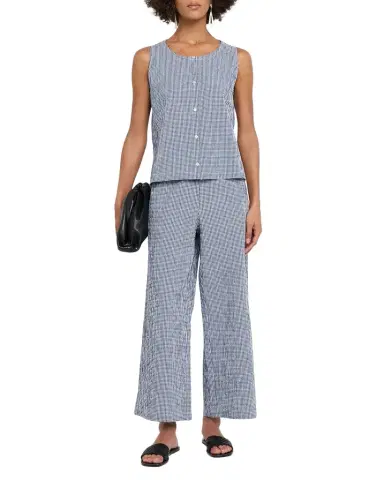 Eileen Fisher Seersucker Check Organic Cotton Pants | Thumbnail 1 Eileen Fisher Seersucker Check Organic Cotton Pants | Thumbnail 1