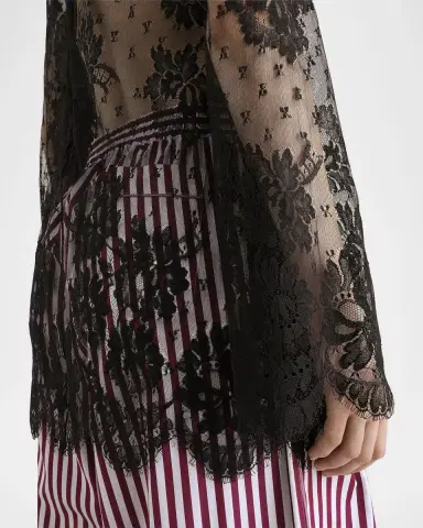 Dolce & Gabbana Mock-Neck Sheer Lace Long-Sleeve Mini Dress | Thumbnail 3 Dolce & Gabbana Mock-Neck Sheer Lace Long-Sleeve Mini Dress | Thumbnail 3