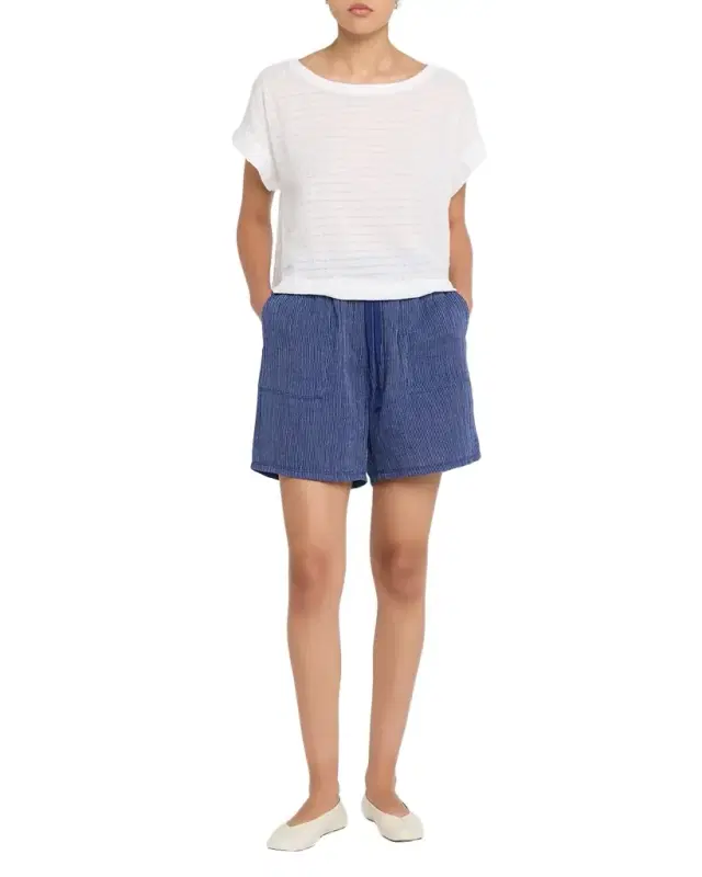 Striped Gauzy Organic Cotton Shorts