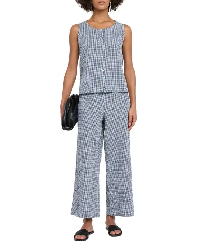 Crinkled Organic Cotton Check Vest