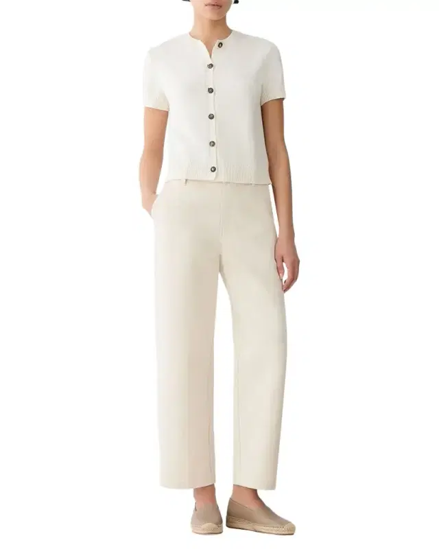 Lafayette 148 New York Crewneck Cotton-Silk Cardigan