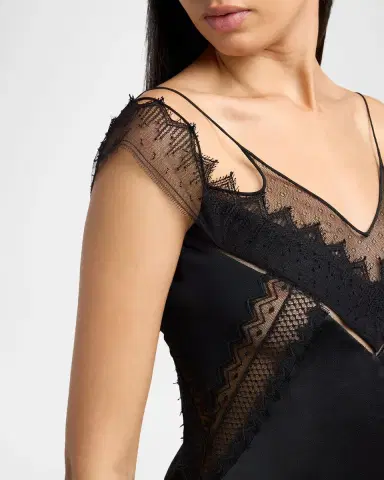 Tom Ford Lace Inset Double-Strap Satin Crepe Blouse | Thumbnail 3 Tom Ford Lace Inset Double-Strap Satin Crepe Blouse | Thumbnail 3