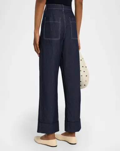 Lafayette 148 New York Highline Cropped Cotton Chambray Pants | Thumbnail 2 Lafayette 148 New York Highline Cropped Cotton Chambray Pants | Thumbnail 2