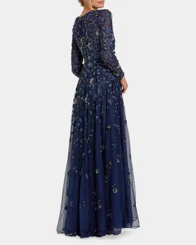 Mac Duggal Sequin Floral Applique A-Line Gown | Thumbnail 2 Mac Duggal Sequin Floral Applique A-Line Gown | Thumbnail 2
