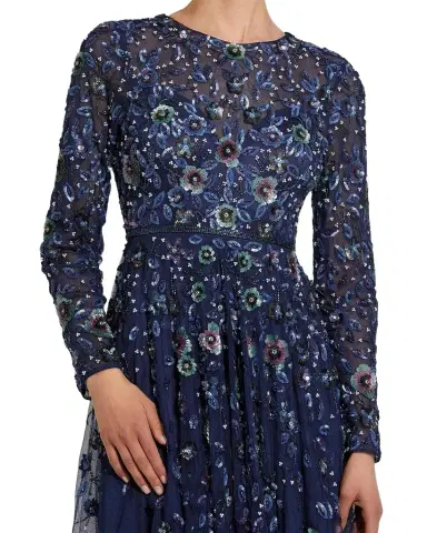Mac Duggal Sequin Floral Applique A-Line Gown | Thumbnail 1 Mac Duggal Sequin Floral Applique A-Line Gown | Thumbnail 1