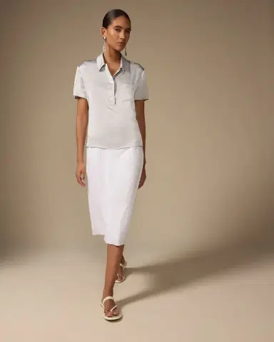 Vince Silk Charmeuse Short-Sleeve Polo Shirt | Thumbnail 4 Vince Silk Charmeuse Short-Sleeve Polo Shirt | Thumbnail 4