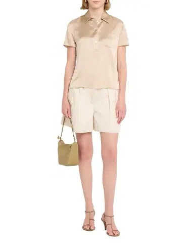 Vince Silk Charmeuse Short-Sleeve Polo Shirt | Thumbnail 1 Vince Silk Charmeuse Short-Sleeve Polo Shirt | Thumbnail 1