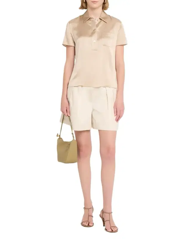 Vince Silk Charmeuse Short-Sleeve Polo Shirt