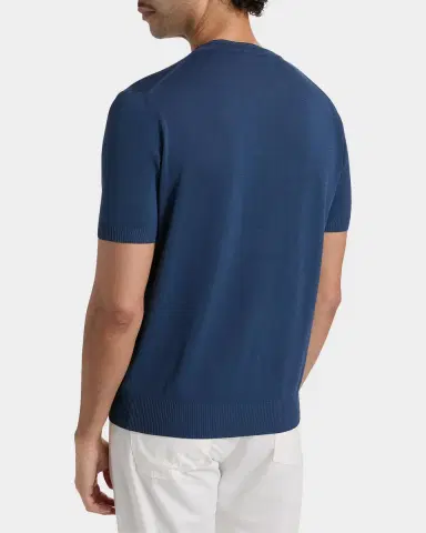 Canali Men's Cotton Knit Short-Sleeve Crewneck Sweater | Thumbnail 2 Canali Men's Cotton Knit Short-Sleeve Crewneck Sweater | Thumbnail 2
