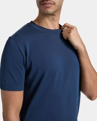 Canali Men's Cotton Knit Short-Sleeve Crewneck Sweater | Thumbnail 4 Canali Men's Cotton Knit Short-Sleeve Crewneck Sweater | Thumbnail 4
