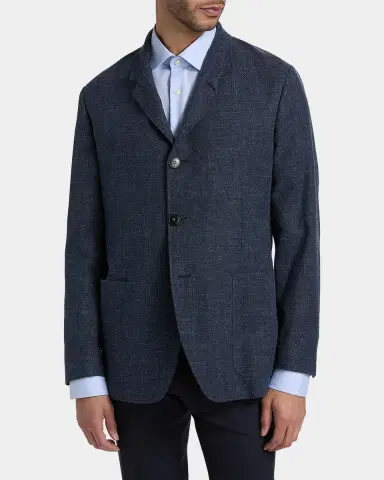 Canali Men's Cotton Hopsack Stand-Collar Chore Jacket | Thumbnail 3 Canali Men's Cotton Hopsack Stand-Collar Chore Jacket | Thumbnail 3