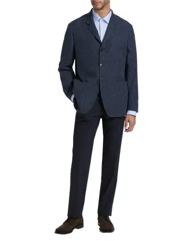 Canali Men's Cotton Hopsack Stand-Collar Chore Jacket | Thumbnail 1 Canali Men's Cotton Hopsack Stand-Collar Chore Jacket | Thumbnail 1