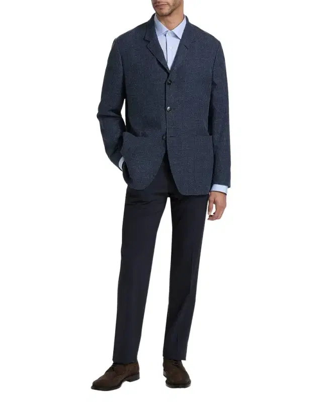 Canali Men 's Cotton Hopsack Stand-Collar Chore Jacket