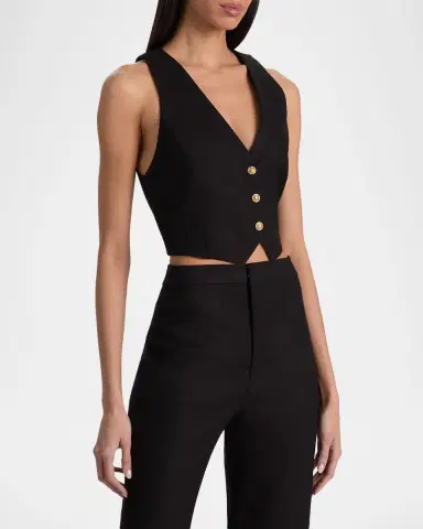 ALICE + OLIVIA Donna Linen Vest | Thumbnail 3