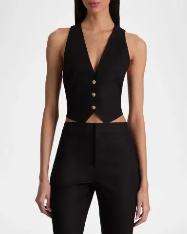ALICE + OLIVIA Donna Linen Vest | Thumbnail 5